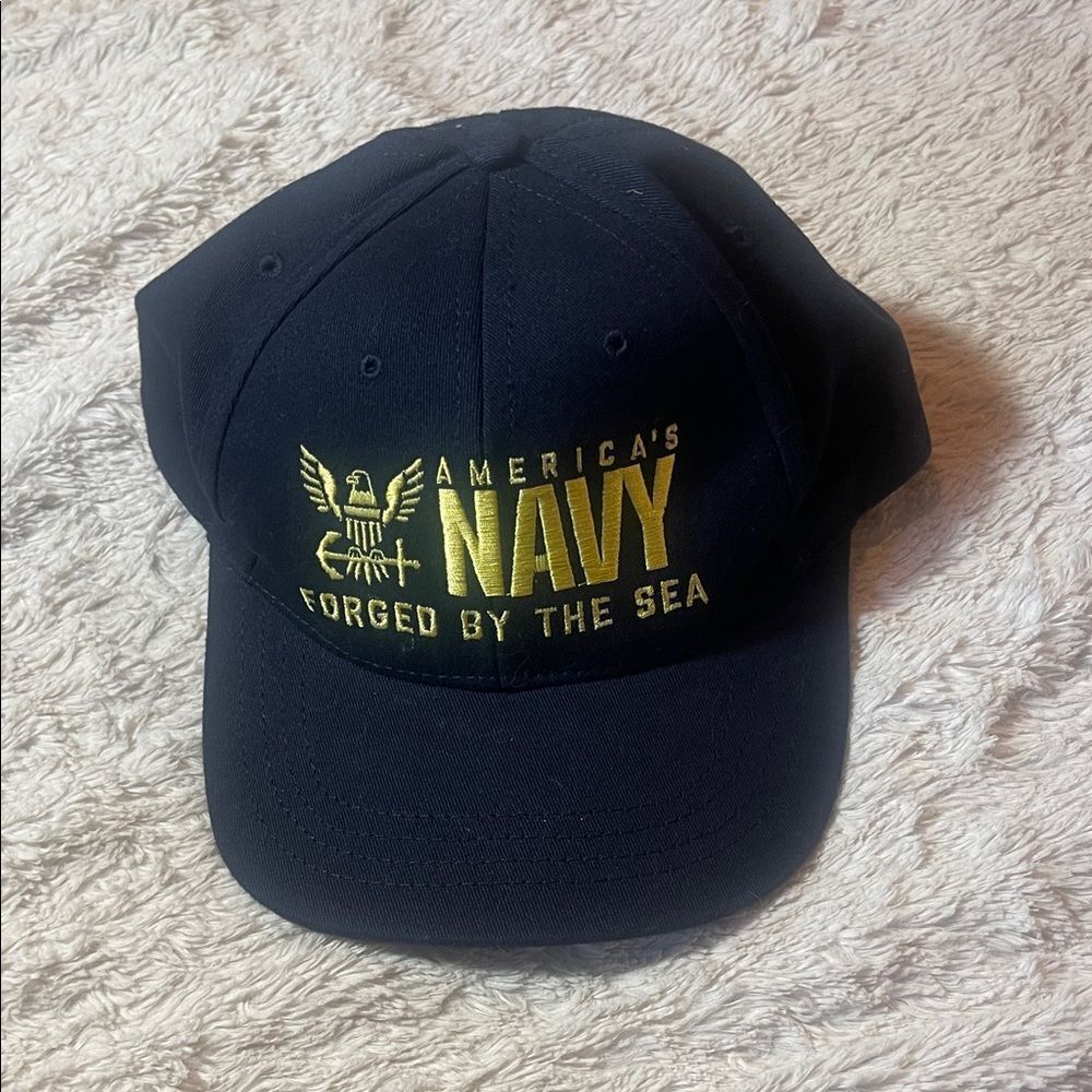 Navy Black Cap with Gold Embroidery